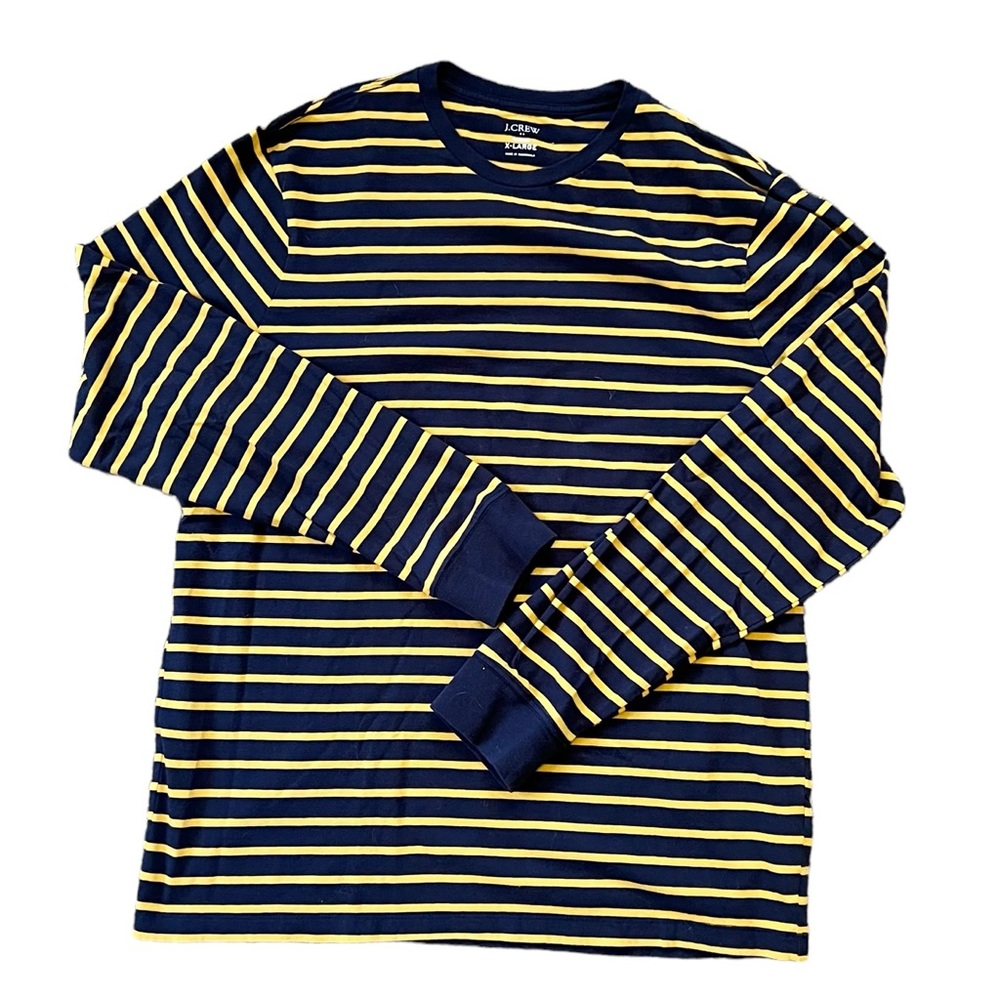 J Crew Factory Long Sleeve Stripe Tee in Golden Navy